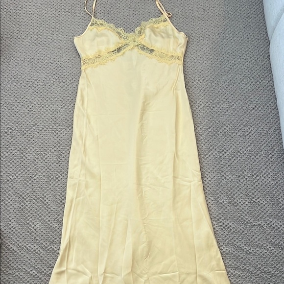Elegant Butter Yellow Lace Trim Dress - Picture 1 of 6